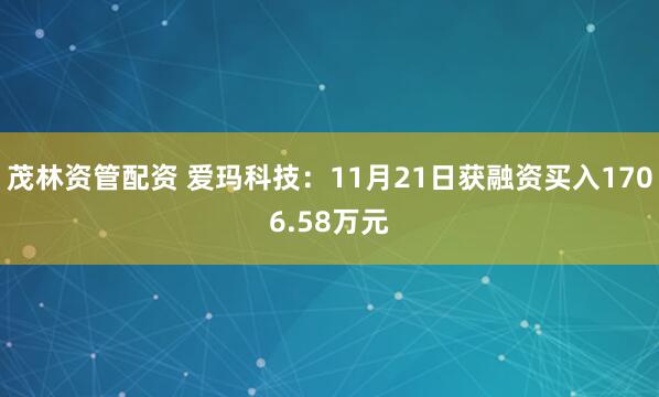 茂林资管配资 爱玛科技：11月21日获融资买入1706.58万元